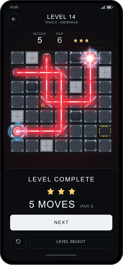 BeamFold — Level complete