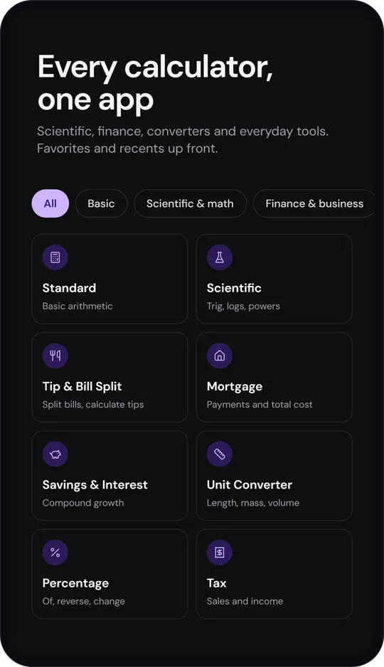 Kraken Calc main screen
