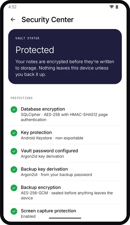 Noqui Notes — Security Center